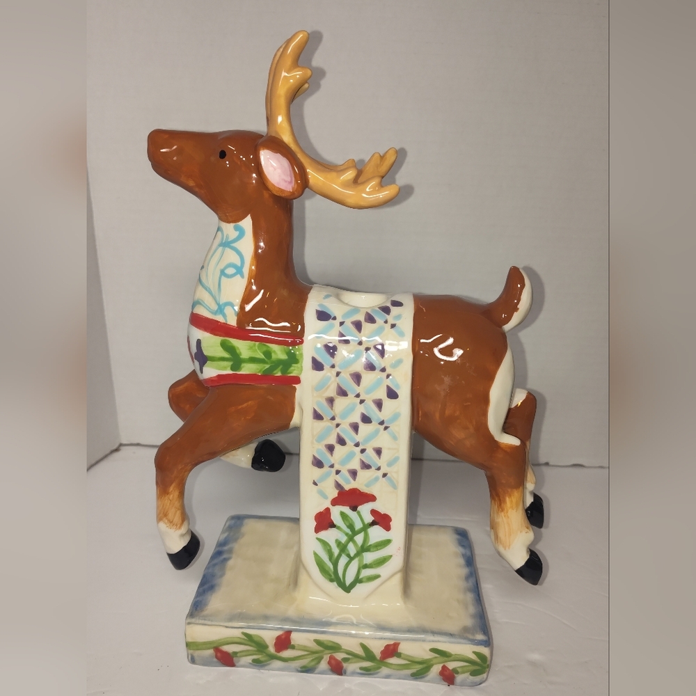 Jim Shore holiday traditions reindeer candle holder Vintage